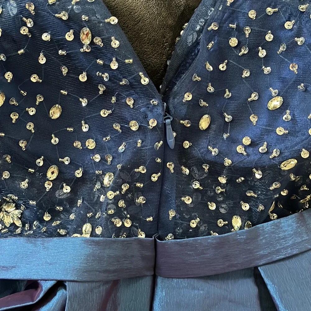 White By Soieblu Navy blue and Silver Dress - Picture 7 of 8